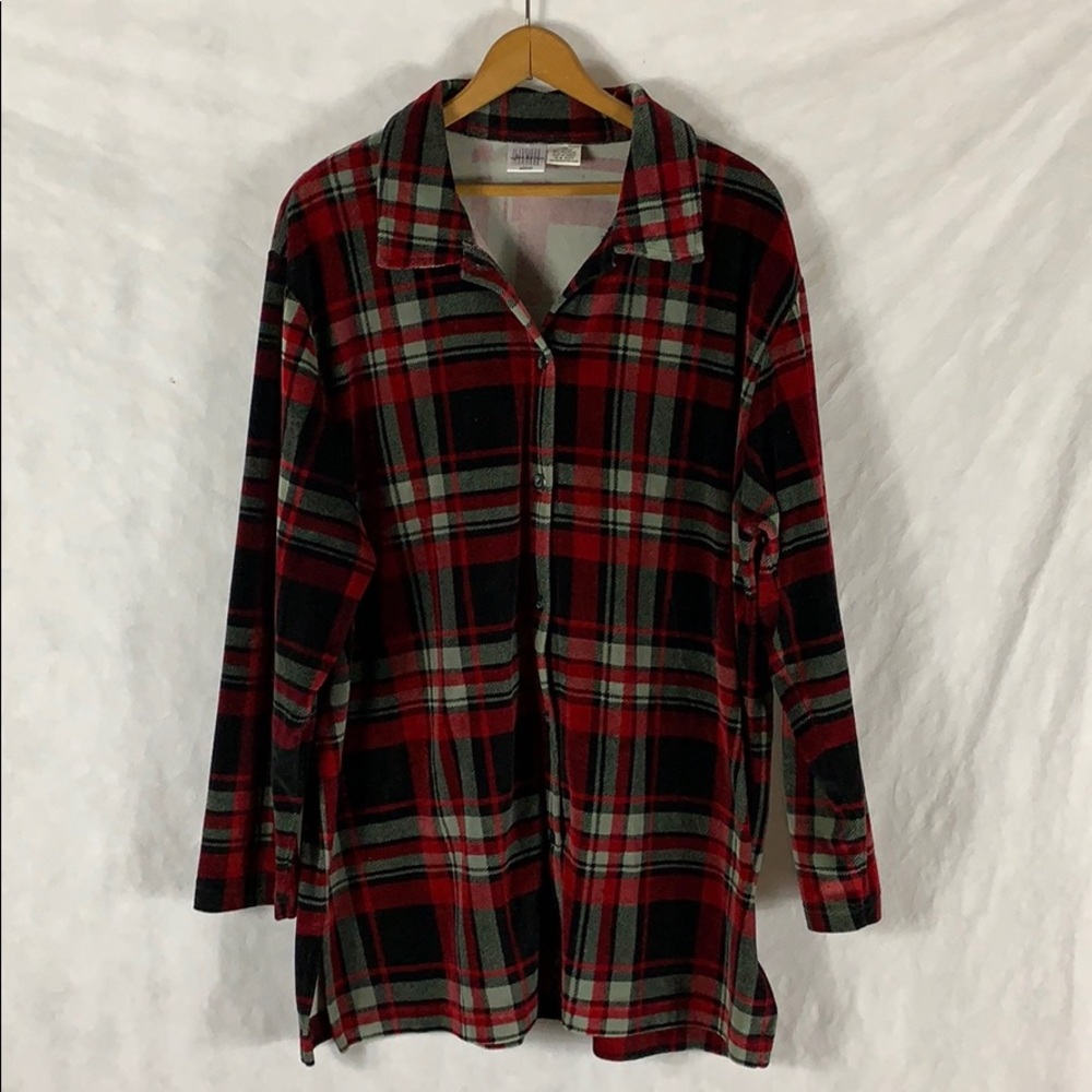 Jason Maxwell Red Plaid Button Up Woman’s Size XXL